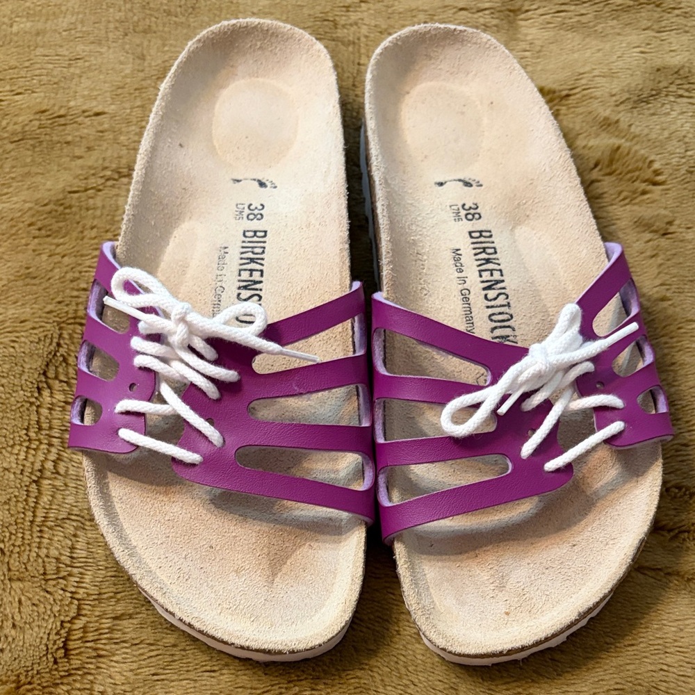 Birkenstock Novato purple leather tie sandals - size 38 (like a 7.5 or 8)